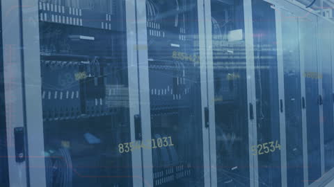 Digital Data Processing in Server Room Animation