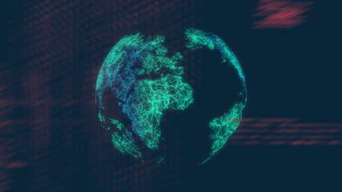 Glowing Global Network with Digital Coding Elements