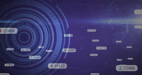 Dynamic visualization of numbers and patterns on high-tech digital interface offers insight into data processing and analytics advancements. Suitable for representations in technological innovation, data science presentations, or modern digital solutions highlighting interface usability and big data analysis.