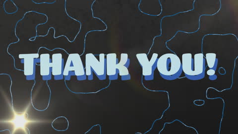Thank You Text with Blue Outline on Black Background