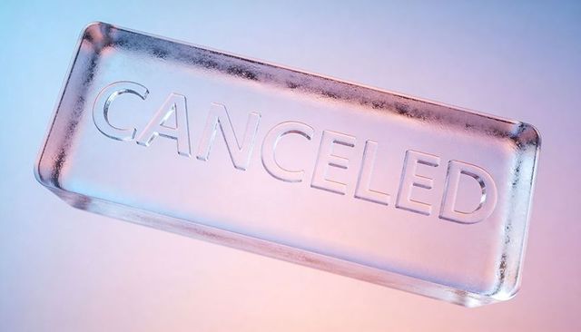 Translucent frosted plaque with embossed canceled text in pastel duotone lighting