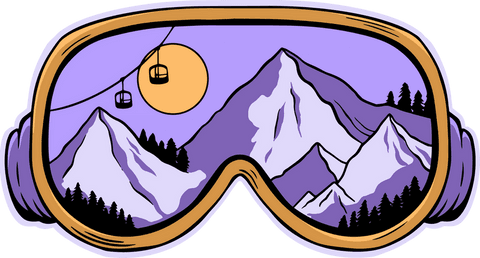 Transparent Ski Goggles with Mountain and Gondola Reflection