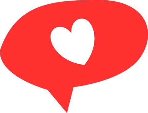 Red speech bubble with heart on transparent background for digital design