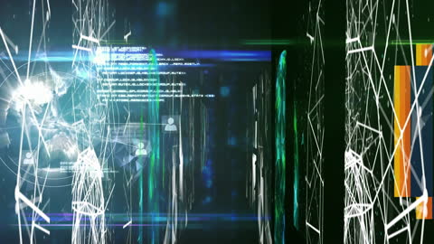 Futuristic Digital Interface with Data Networks and Coding Elements