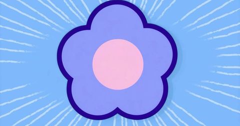 Minimalist stylized flower with pink center and radiant lines