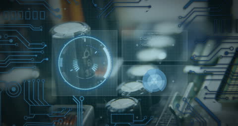 Futuristic Technological Interface with Data Graphics