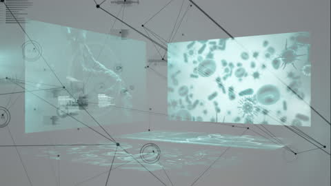 Abstract Digital Interface with Biological and Network Visualizations