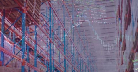 Warehouse Interior with Financial Data Overlay - Download Free Stock Images Pikwizard.com