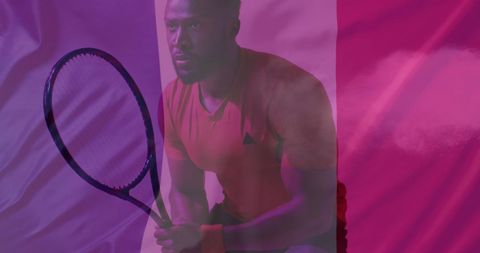 Tennis Player Empowered by French Flag Overlay
