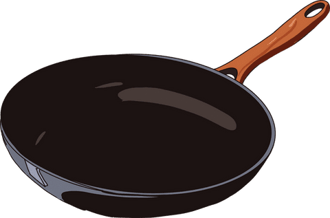 Frying Pan with Wooden Handle on Transparent Background for Culinary Use