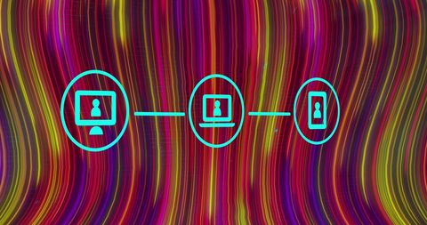Digital Connectivity Icons on Vibrant Abstract Background - Download Free Stock Images Pikwizard.com