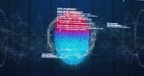 Biometric Fingerprint with Data Processing Visuals - Download Free Stock Images Pikwizard.com