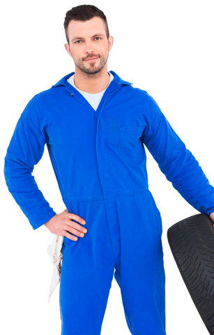 smiling male mechanic holding tire in transparent fashion - Download Free Stock Videos Pikwizard.com