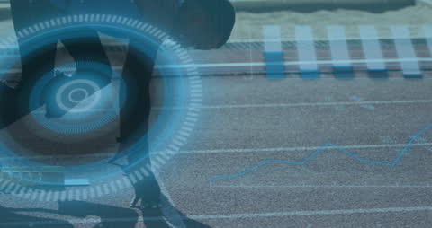 Digital Interface Animation with Athlete Running on Track