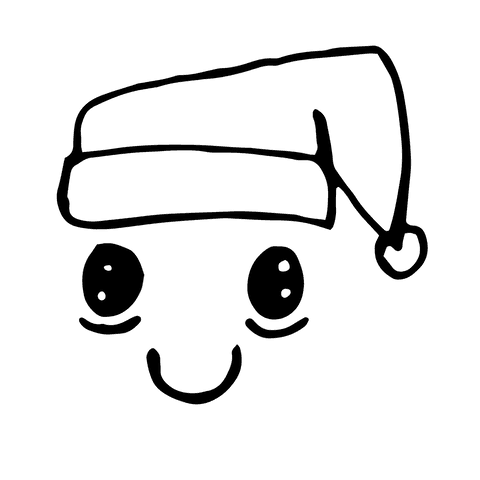 Santa claus hat with smiling face on transparent background