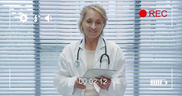 Female Doctor Holding Tablet During Virtual Consultation - Download Free Stock Images Pikwizard.com