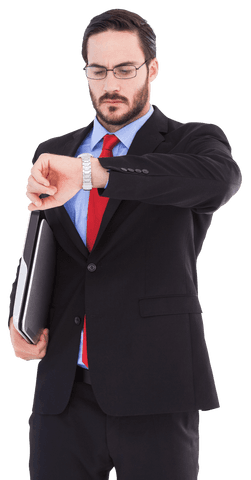 transparent businessman checking time on watch with serious expression - Download Free Stock Videos Pikwizard.com