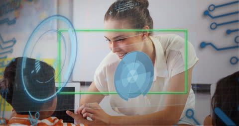 Teacher Utilizing Augmented Reality in Classroom