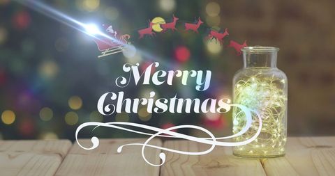 Merry Christmas with Magical Festive Lights Background