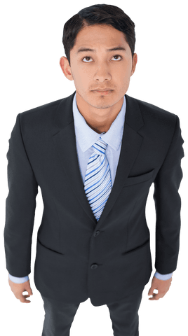 Young Biracial Businessman in Suit on Transparent Background