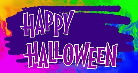 Neon halloween greeting with vibrant colors