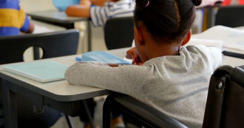 Disabled African American Schoolgirl Learning in Classroom - Download Free Stock Images Pikwizard.com