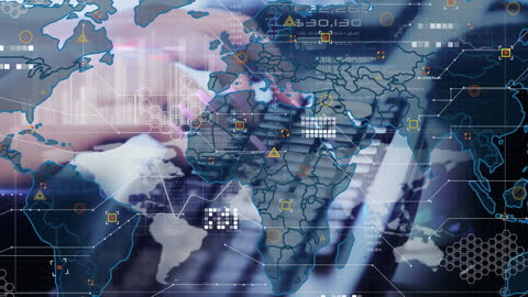 Digital World Map Overlay on Data Analytics Workspace