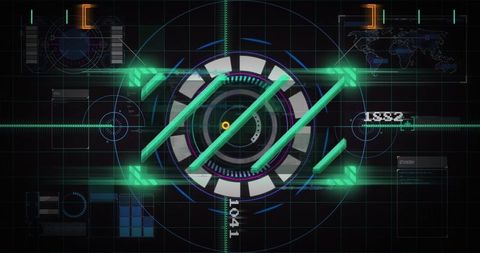 Futuristic HUD Interface with Rotating Data Elements - Download Free Stock Images Pikwizard.com