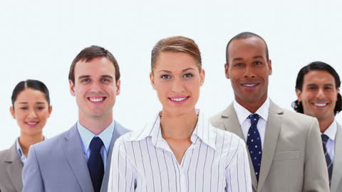 Diverse Business Team Smiling Together in Professional Attire