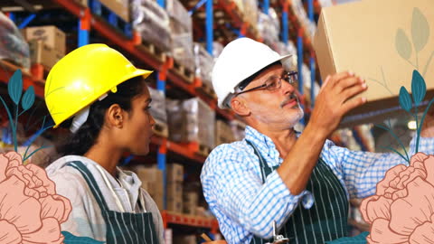 Diverse Warehouse Team Collaborating with Technology Integration