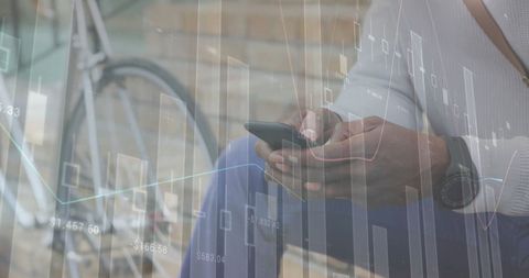 Finance Enthusiast Analyzing Data on Smartphone with Overlay Graphics - Download Free Stock Images Pikwizard.com
