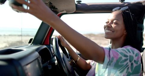 Joyful Young Woman Taking Selfie on Road Trip Adventure - Download Free Stock Images Pikwizard.com