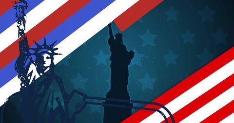 Abstract USA Patriotism with Statue of Liberty Silhouette