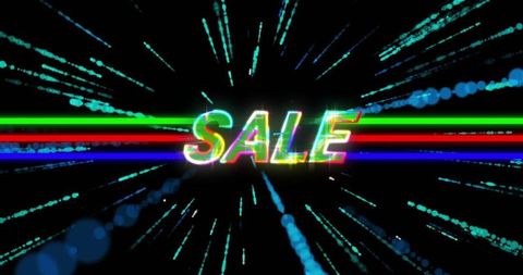 Glowing Neon SALE Banner with Radiant Lines and Particles