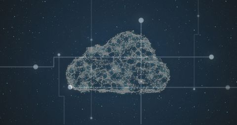 Digital Cloud Network Interface with Light Trails on Blue Background - Download Free Stock Images Pikwizard.com