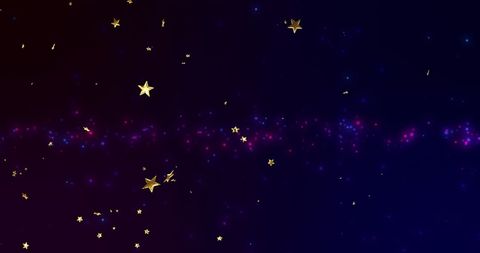 Shimmering Gold Stars on Galactic Night Sky