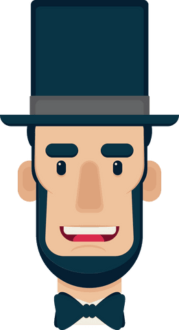 Stylized Transparent Abraham Lincoln Illustration with Top Hat