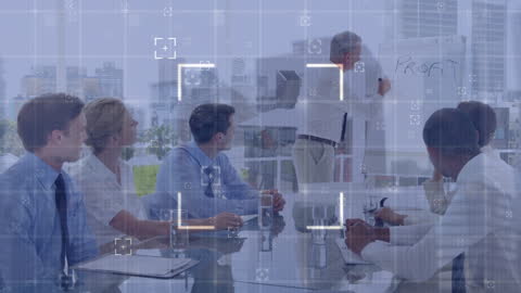 Digital Presentation and Team Meeting in Modern Office