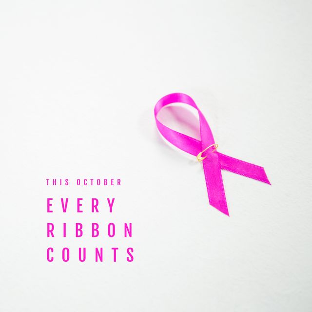 Pink Awareness Ribbon with Motivational October Message - Download Free Stock Templates Pikwizard.com