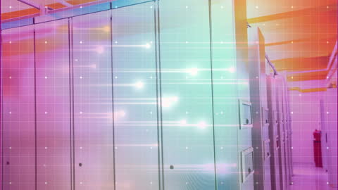 Colorful Data Center Servers with Moving Light Pattern