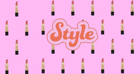 Fashion abstract design with lipsticks and style text