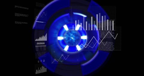 Futuristic Data Analytics Dashboard with Graphs and Charts - Download Free Stock Images Pikwizard.com