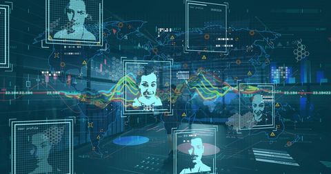 Global Data Processing Network and Technology Interface - Download Free Stock Images Pikwizard.com
