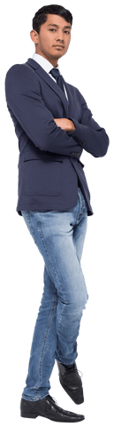 Transparent Confident Businessman Standing Arms Crossed Vertical - Download Free Stock Videos Pikwizard.com