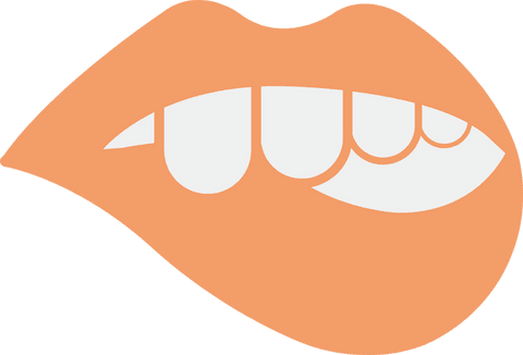 Minimalist Peach Lips Biting Illustration on Transparent Background
