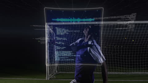 Rugby Player with Futuristic Data Analysis