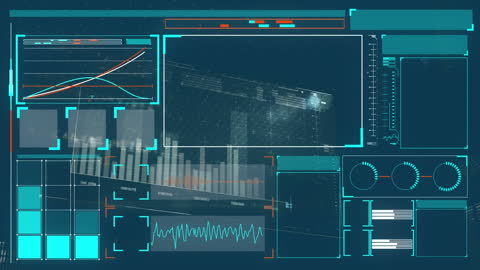 Futuristic Digital Interface with Data and Graph Analysis