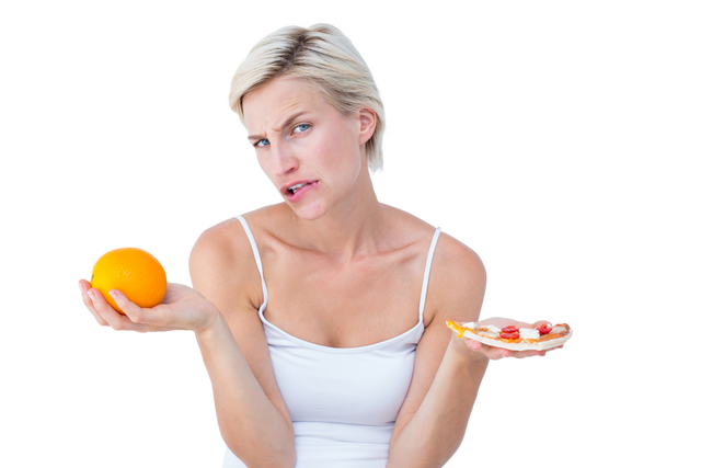 Confused Woman Holding Orange and Pizza Transparent Background - Download Free Stock Videos Pikwizard.com