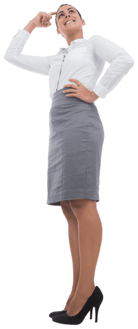 Confident Businesswoman Looking Up in Professional Attire