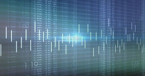 Glowing Candlestick Bars on Financial Trading Interface